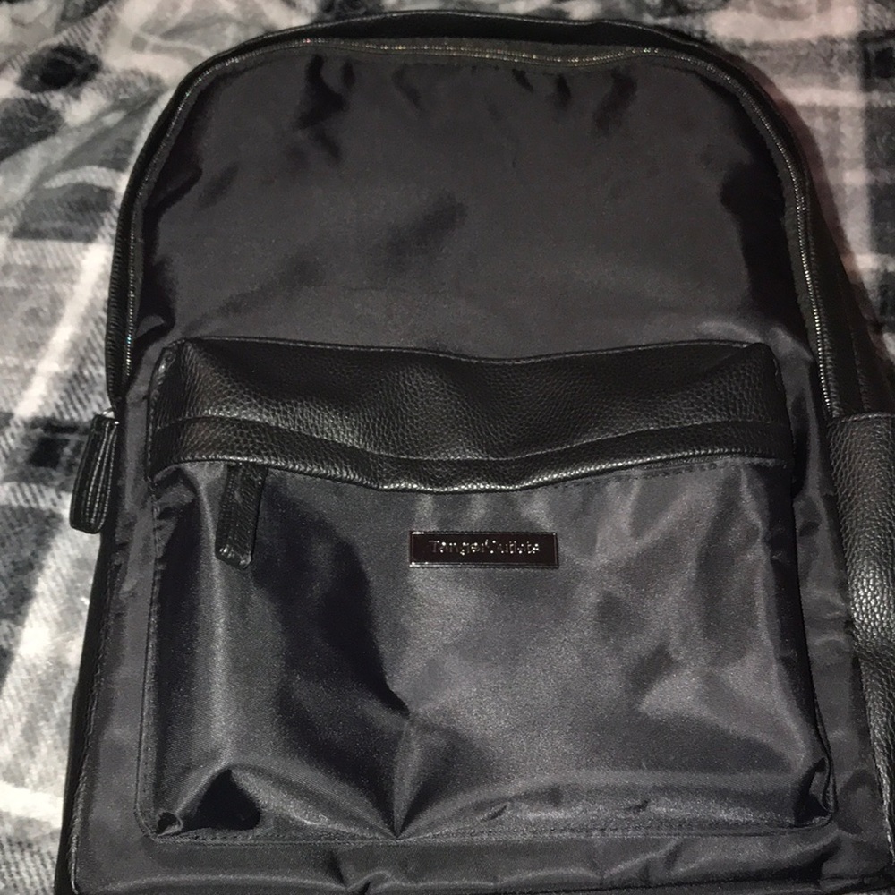 Black Faux Vegan Leather TangerOutlets Backpack